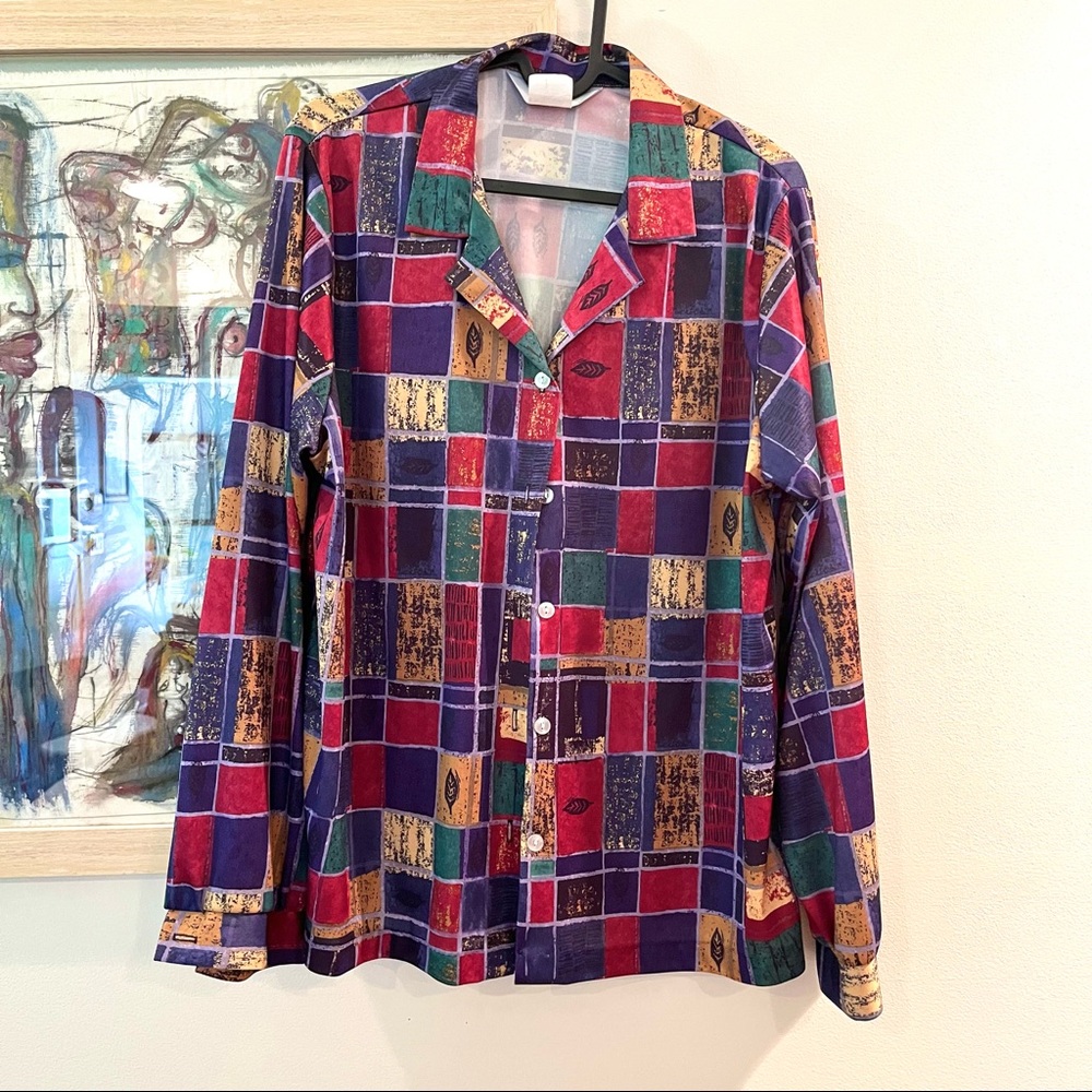Blair Button Up Down Polyester Shirt Pattern Multicolored